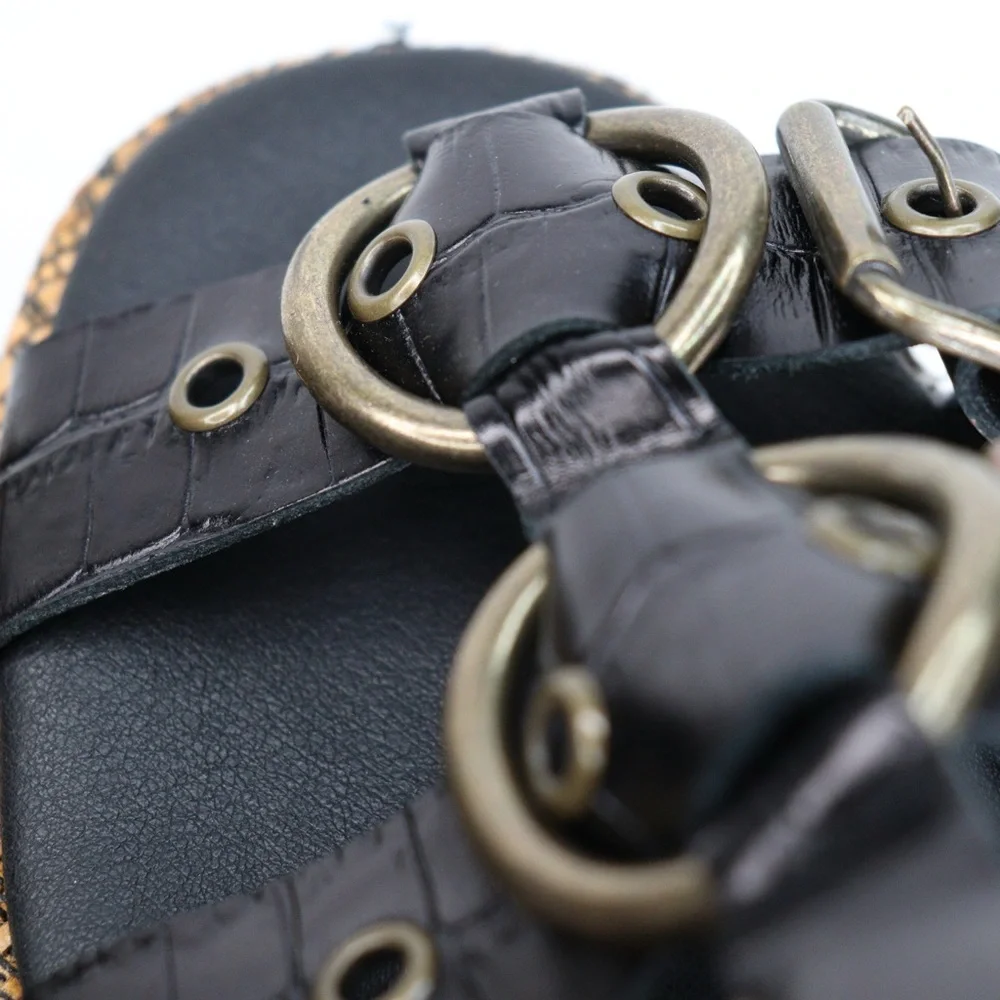 NIB Free People Amor Black/ Gold Flatform Women’s Sandals with Buckle Size 10 - Picture 14 of 16